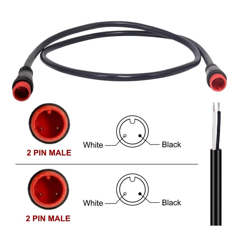 Onature Male to Male Ebike Extension Cable for Electric Bike Display and Gear Shif Sensor, Julet 2Pin / 3Pin / 5Pin Waterproof Connector to Expand Ebike Light and Twist Throttle - Image 4